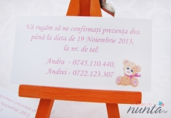 Card de confirmare Pink Teddy