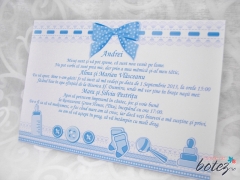 Invitatie de botez Blue Bow