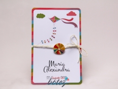 Invitatie de botez nasturas curcubeu