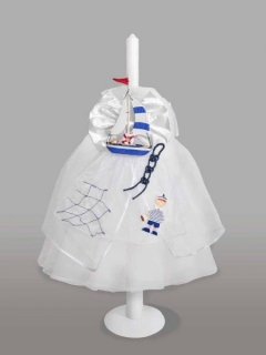 Lumanare pentru botez cu barcuta si marinar