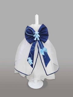 Lumanare pentru botez cu funda albastra si ursuleti bleu
