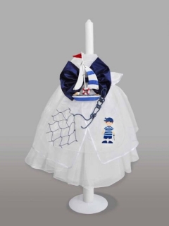 Lumanare pentru botez cu funda barcuta si pirat