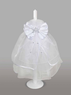 Lumanare pentru botez cu fundita alba si fluturas