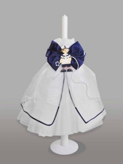 Lumanare pentru botez cu fundita albastra si baietel marinar