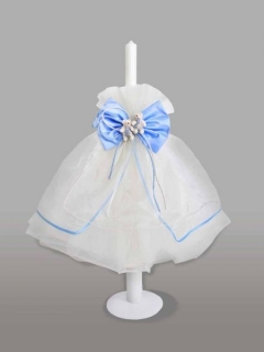 Lumanare pentru botez cu fundita bleu si ursuleti