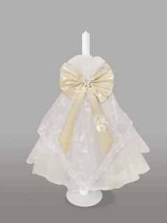 Lumanare pentru botez cu fundita crem si fluturas