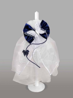 Lumanare pentru botez cu fundite bleumarin si fluturas