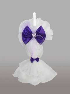 Lumanare pentru botez cu fundite mov si fluturas