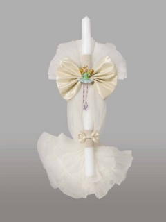 Lumanare pentru botez cu printesa si funde crem