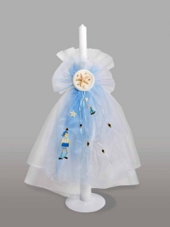 Lumanare pentru botez cu stelute de mare si pirat