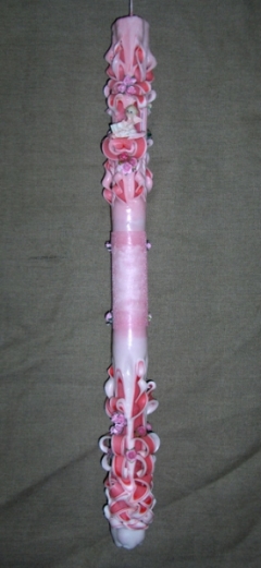 Lumanare de botez sculptata la ambele capete de 100 cm