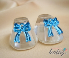 Marturie de botez botosei din sticla cu funda bleu