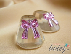 Marturie de botez botosei din sticla cu funda roz