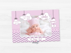 Marturie de botez poza magnetica Pink Stripes