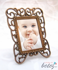 Marturie de botez rama foto din metal cu model stilizat