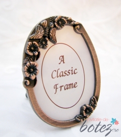 Marturie de botez rama foto ovala din metal cu stativ