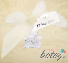 Marturie de botez ursulet cu fundita crem