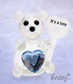 Marturie de botez ursulet din sticla It's a boy