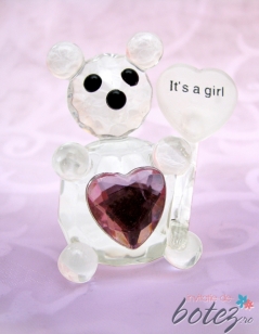 Marturie de botez ursulet din sticla It's a girl