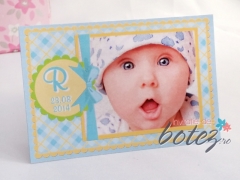 Marturie foto magnetica personalizata cu fundita bleu