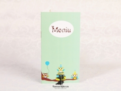 Meniu verde cu bufnite pentru baietei